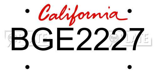 BGE2227 California License Plate