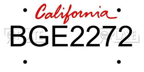 BGE2272 California License Plate