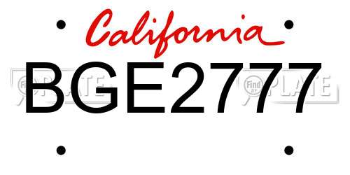 BGE2777 California License Plate