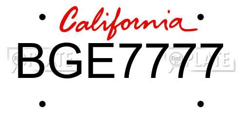 BGE7777 California License Plate