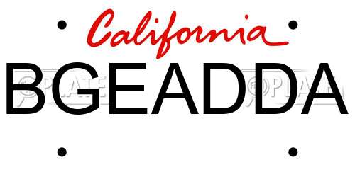 BGEADDA California License Plate