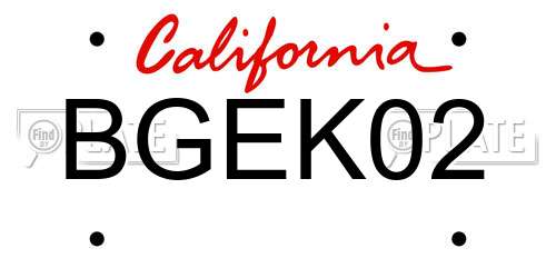 BGEK02 California License Plate