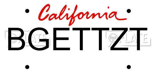 BGETTZT California License Plate