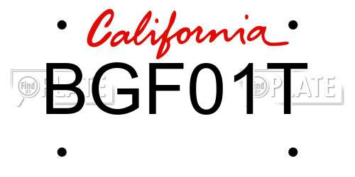 BGF01T California License Plate