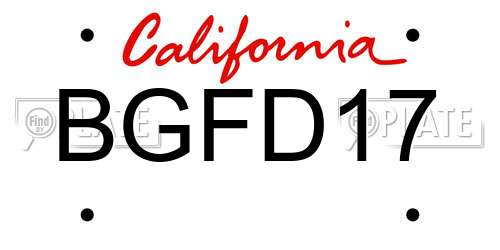 BGFD17 California License Plate