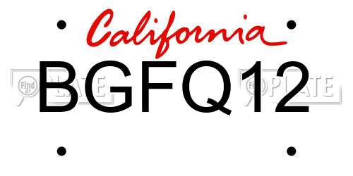 BGFQ12 California License Plate