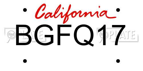 BGFQ17 California License Plate