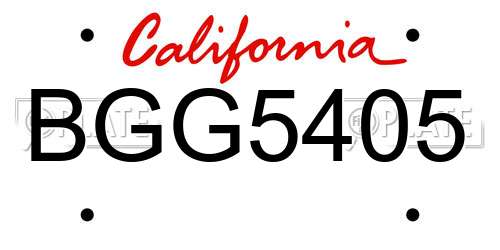 BGG5405 California License Plate