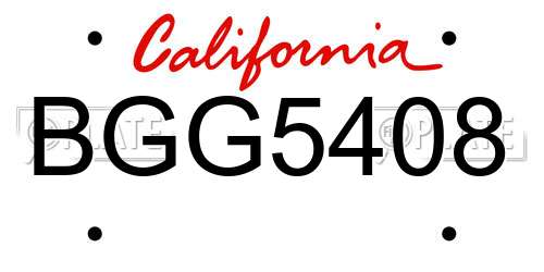 BGG5408 California License Plate