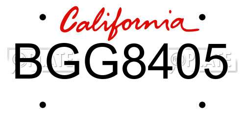 BGG8405 California License Plate