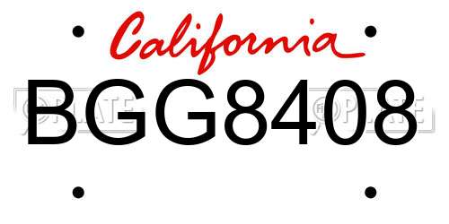 BGG8408 California License Plate