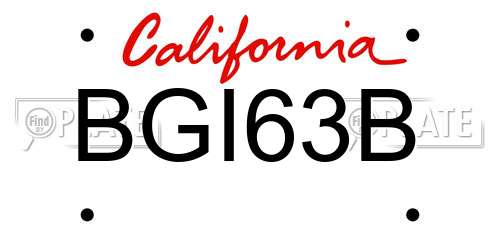 BGI63B California License Plate