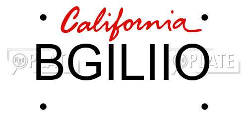 BGILIIO California License Plate