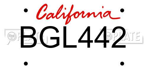 BGL442 California License Plate