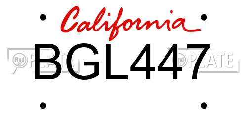 BGL447 California License Plate