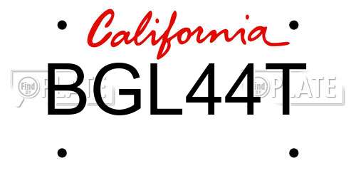 BGL44T California License Plate