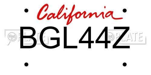 BGL44Z California License Plate