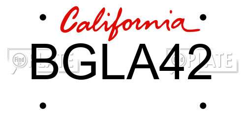 BGLA42 California License Plate