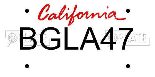 BGLA47 California License Plate