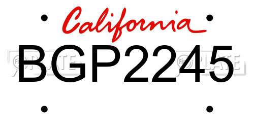 BGP2245 California License Plate