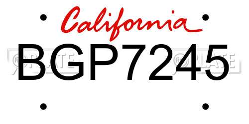 BGP7245 California License Plate