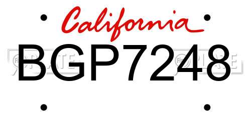 BGP7248 California License Plate