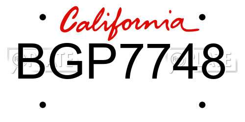 BGP7748 California License Plate