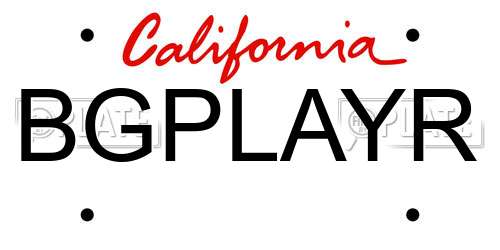 BGPLAYR California License Plate