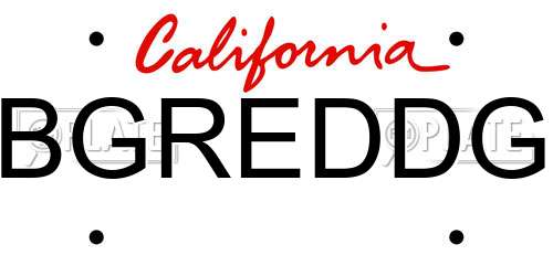 BGREDDG California License Plate