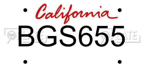 BGS655 California License Plate