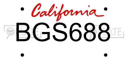 BGS688 California License Plate