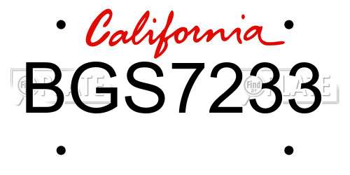 BGS7233 California License Plate