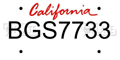 BGS7733 California License Plate