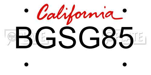 BGSG85 California License Plate