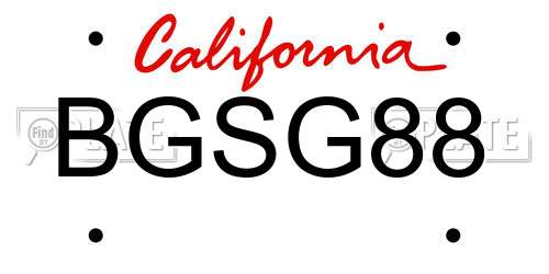 BGSG88 California License Plate