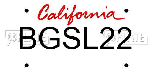 BGSL22 California License Plate