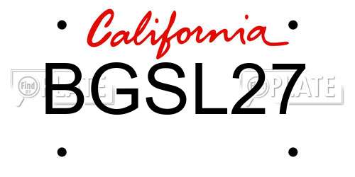 BGSL27 California License Plate