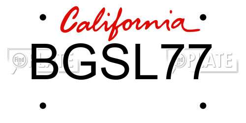 BGSL77 California License Plate