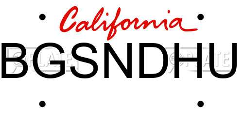 BGSNDHU California License Plate
