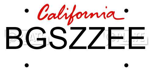 BGSZZEE California License Plate