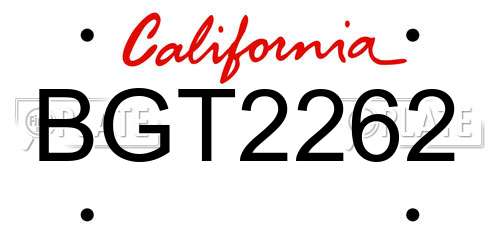 BGT2262 California License Plate