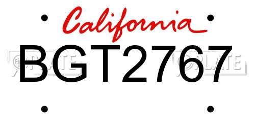 BGT2767 California License Plate