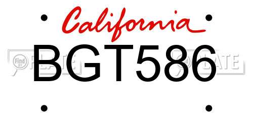 BGT586 California License Plate