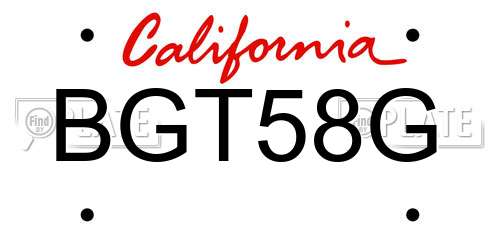 BGT58G California License Plate
