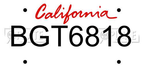 BGT6818 California License Plate