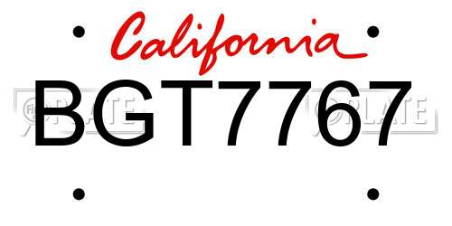 BGT7767 California License Plate