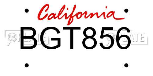 BGT856 California License Plate