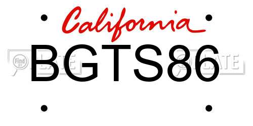 BGTS86 California License Plate