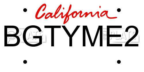 BGTYME2 California License Plate