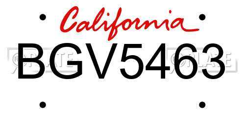 BGV5463 California License Plate